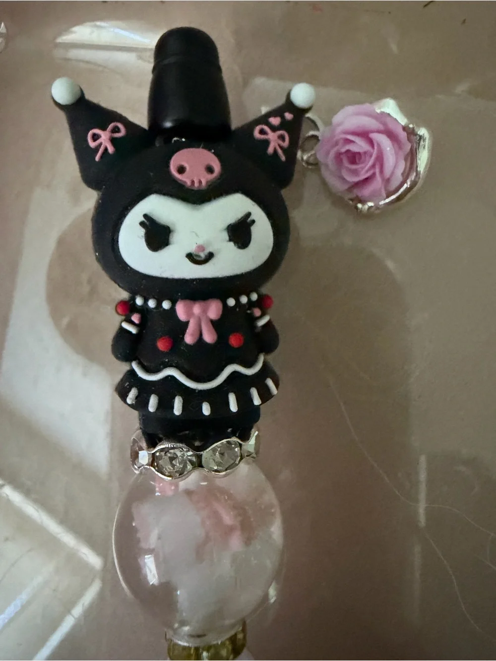 Sanrio My Melody & Kuromi Pink and Black beaded pen